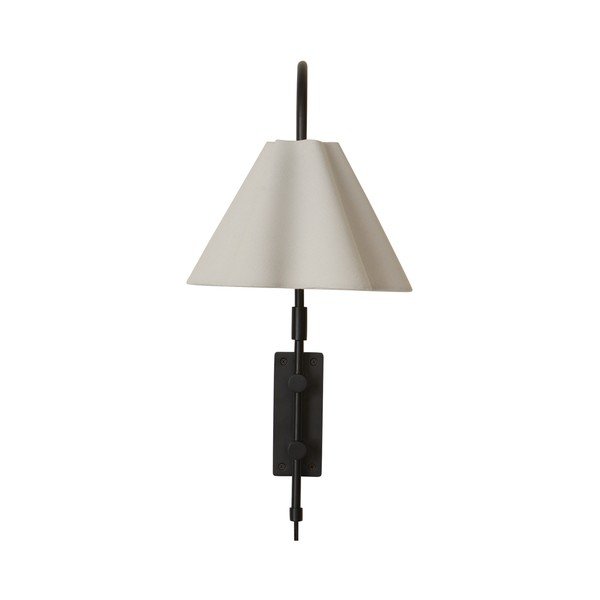 Lampada da parete nera/beige in tessuto con alimentazione a corrente con struttura flessibile Francis – Jotex-image-4