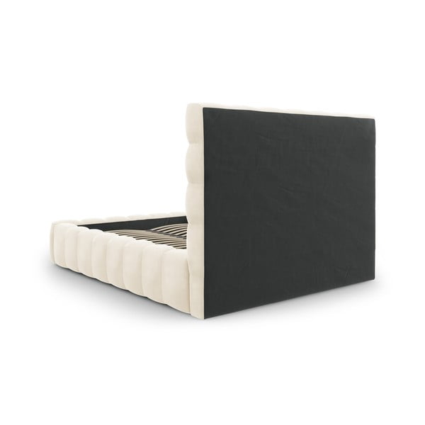 Letto matrimoniale imbottito beige con contenitore con griglia 160x200 cm Bali - Cosmopolitan Design-image-4