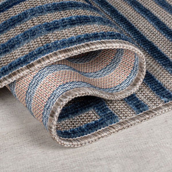 Tappeto da interno e esterno blu scuro 120x170 cm Vigo Blocks – Flair Rugs-image-2