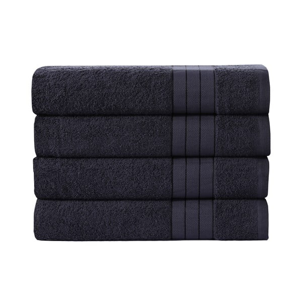 Set di 4 asciugamani in cotone nero 50x100 cm - Good Morning
