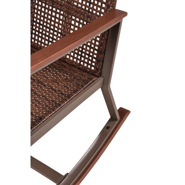 Sedia a dondolo in legno marrone scuro con tavolino Sinaloa - Garden Pleasure-image-4