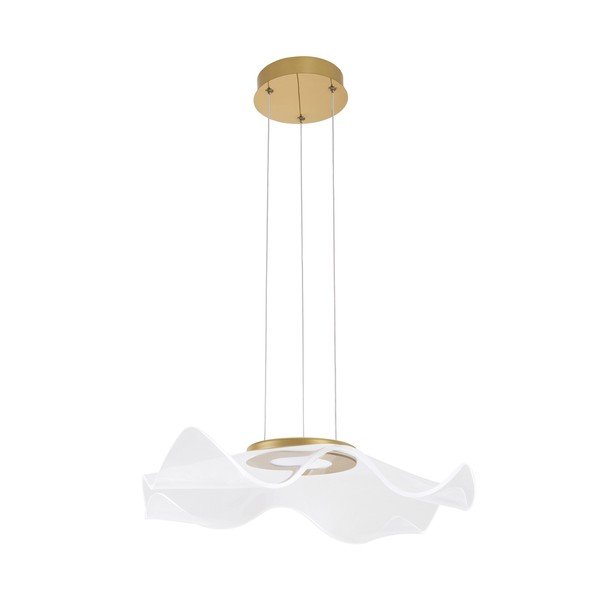Lampadario LED dorato in alluminio con paralume in vetro acrilico Siderno – Nova Luce