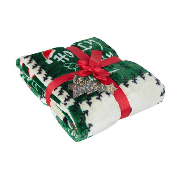 Coperta verde in micropile a tema natalizio 100x170 cm – Mila Home