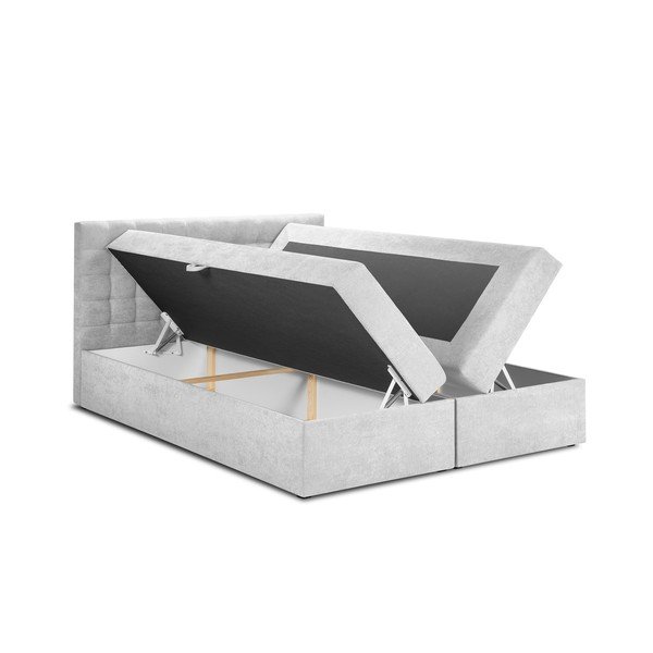 Letto boxspring grigio chiaro con contenitore 160x200 cm Jade - Mazzini Beds-image-3