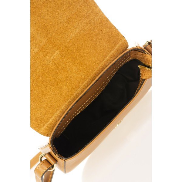 Borsa Lucia in pelle marrone cognac e gialla - Anne & Elle-image-1