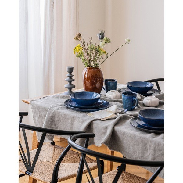 Set da pranzo in gres blu scuro 24 pezzi Glosia - Bonami Selection-image-1