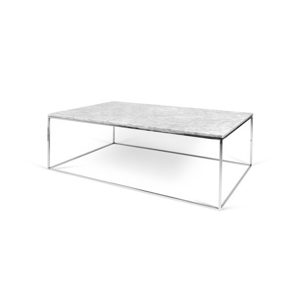 Tavolino in marmo bianco con gambe cromate , 75 x 120 cm Gleam - TemaHome-image-2
