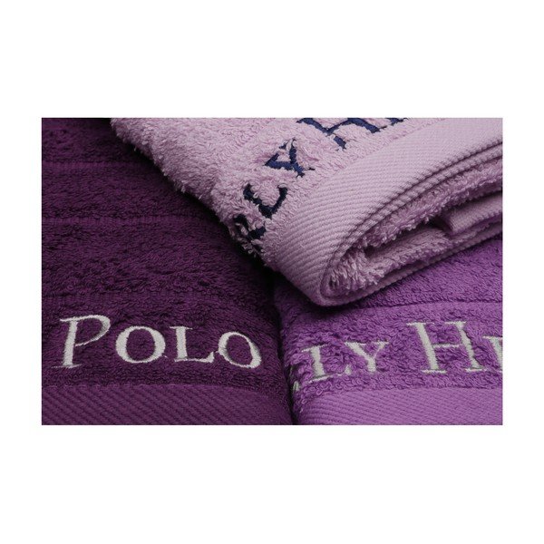 Set di 3 asciugamani in cotone viola, 90 x 50 cm - Unknown-image-4