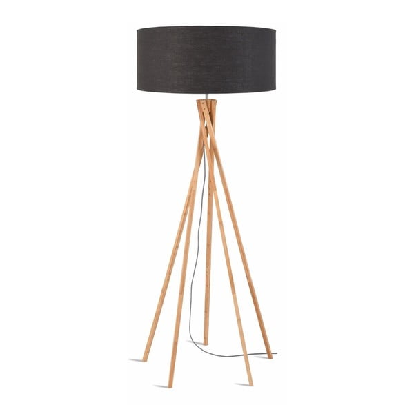 Lampada da terra con paralume grigio scuro e struttura in bambù Kilimanjaro - Good&Mojo