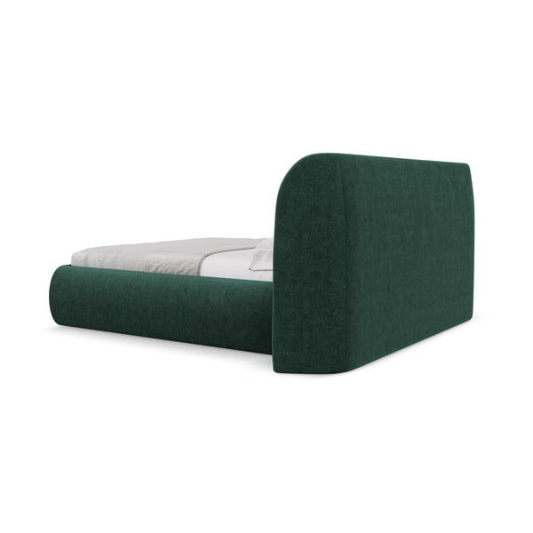 Letto matrimoniale imbottito verde scuro con contenitore con griglia 160x200 cm Hauke - Makamii-image-4