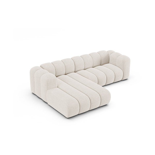 Divano angolare color crema (con penisola a sinistra/con chaise lounge) con rivestimento in ciniglia Lupine – Micadoni -image-2