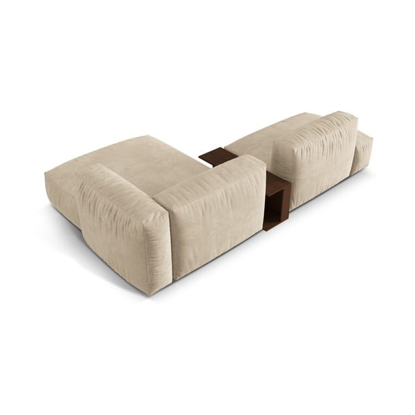 Divano angolare componibile beige (con penisola a destra/con chaise lounge) con rivestimento in velluto Martina – Micadoni -image-3