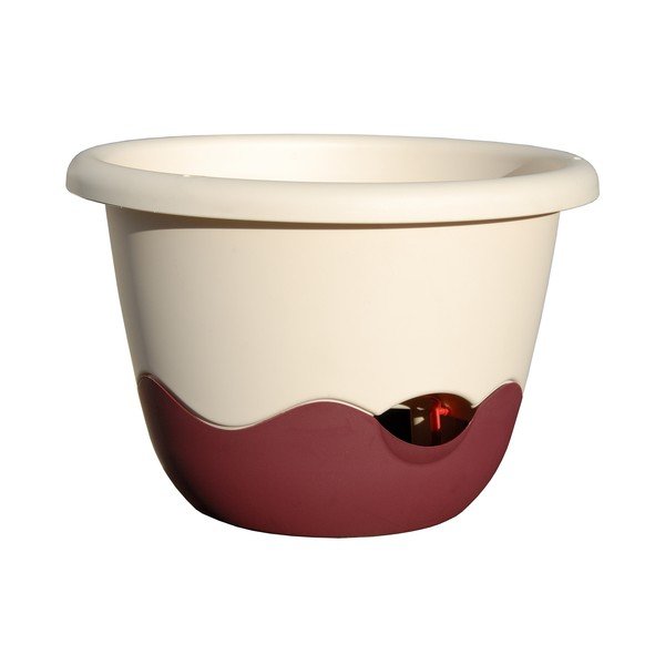 Vaso sospeso auto-irrigante bianco e rosso Mareta, lunghezza 25 cm - Plastia-image-1