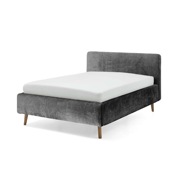 Letto matrimoniale imbottito grigio scuro con contenitore con griglia 140x200 cm Mattis - Meise Möbel