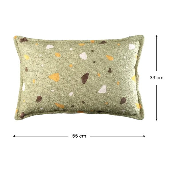 Cuscino per divano da bambini verde con rivestimento in bouclé e ciniglia Terrazzo Bolster – Wigiwama-image-2