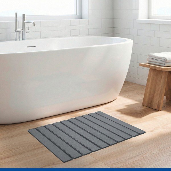 Tappetino per il bagno grigio in diatomite 39x60 cm Tritea – Wenko-image-1