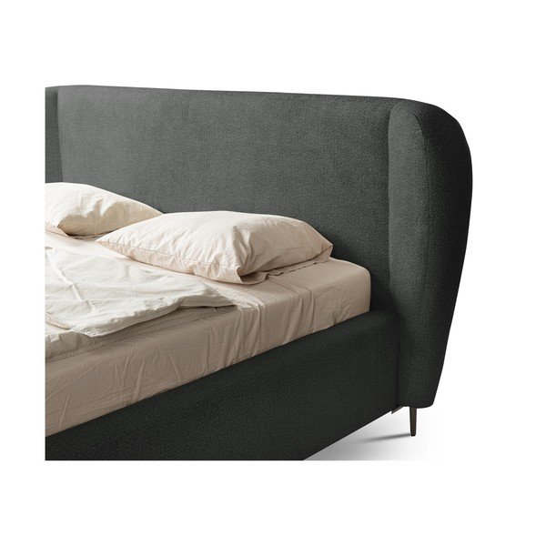 Letto matrimoniale imbottito grigio scuro con rete inclusa 140x200 cm Makana – Makamii-image-4