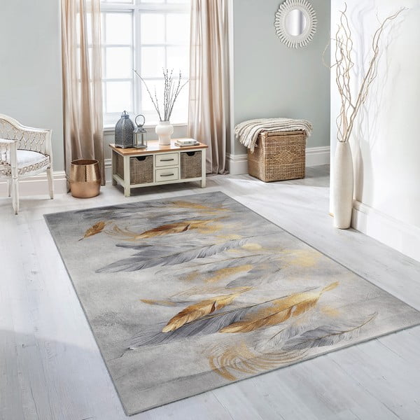 Tappeto grigio/dorato lavabile 120x180 cm Golden Feathers – Mila Home-image-3