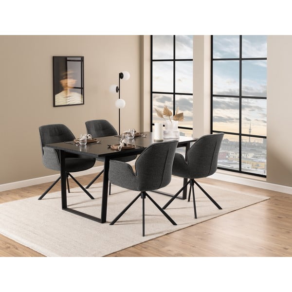 Sedia da pranzo grigio scuro in imbottito Aura – Actona-image-2