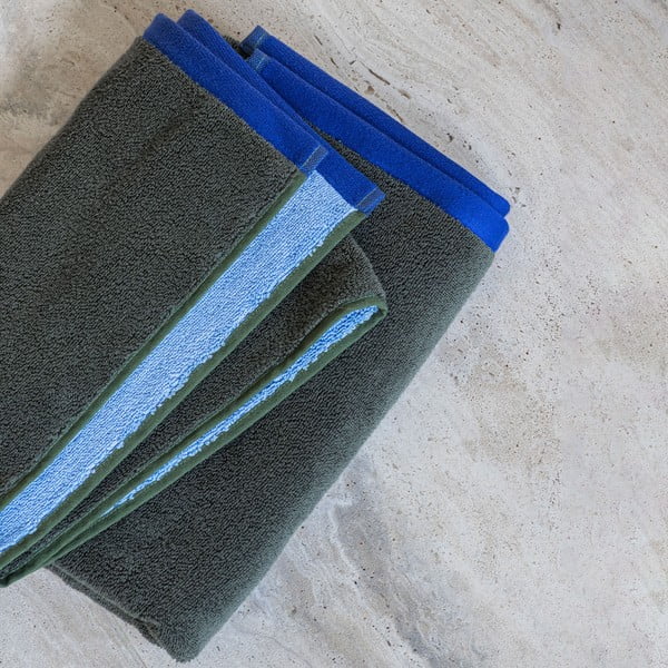 Asciugamano tipo terry verde scuro/blu in cotone organico 70x133 cm Soft – Mette Ditmer Denmark-image-3