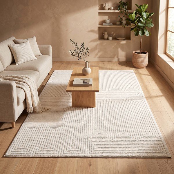 Tappeto color crema 200x290 cm Labyrinth – ESTE-image-2