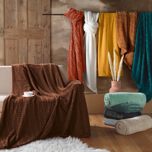 Copriletto verde in microflanella 180x220 cm Arya – douceur d'intérieur-image-3