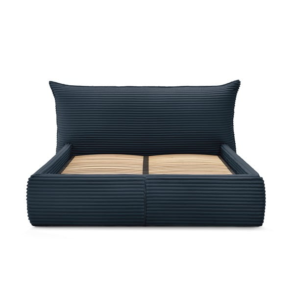 Letto matrimoniale in blu scuro imbottito con spazio contenitivo con griglia inclusa 160x200 cm Jade – Bobochic Paris-image-4