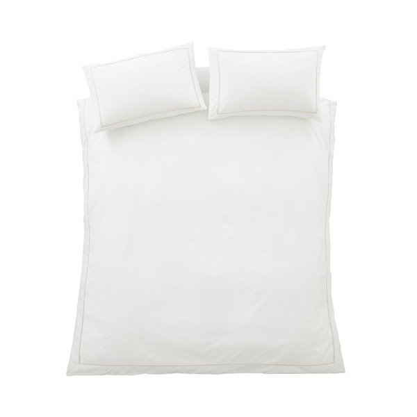 Set copripiumino e federa bianco/beige in percalle di cotone per letto matrimoniale 3 pezzi 200x200 cm Contrast Trim – Bianca