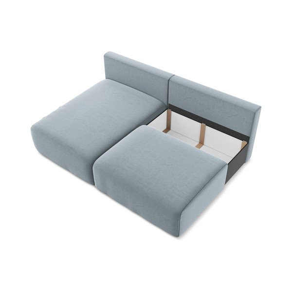 Divano angolare blu allungabile/con contenitore (con penisola a sinistra/con chaise lounge) con rivestimento in velluto Kalena – Makamii-image-4