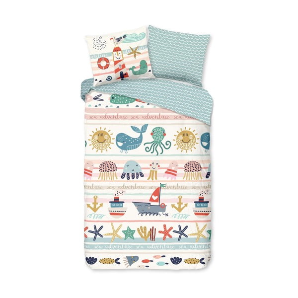 Set copripiumino e federa da bambini in cotone per letto singolo ed esteso 140x220 cm Sea – Good Morning