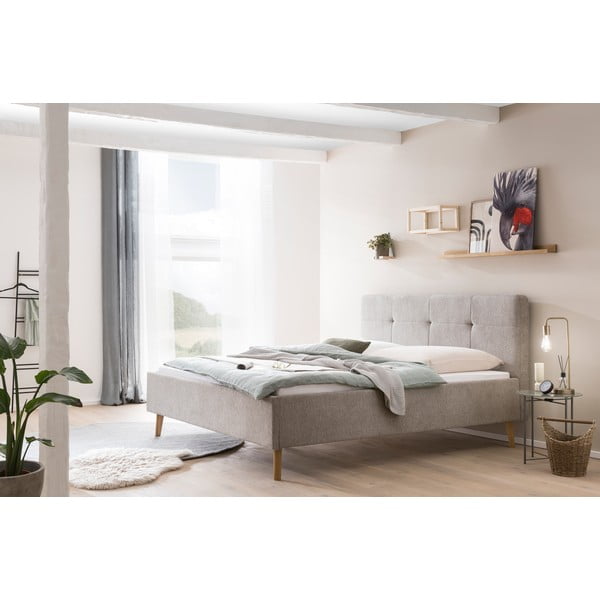 Letto matrimoniale imbottito grigio/marrone rete non inclusa 180x200 cm Smart – Meise Möbel-image-1