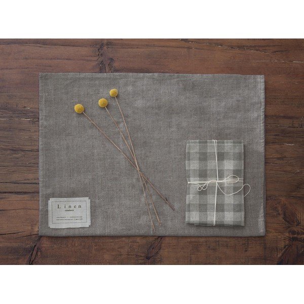 Set di 4 tovaglioli di lino Grigio Vichy, 43 x 43 cm - Really Nice Things-image-3