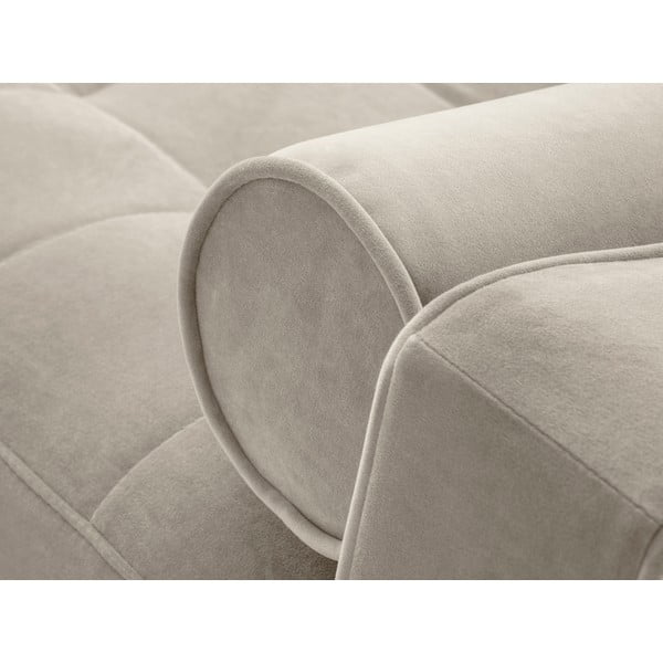 Divano letto angolare in velluto beige, angolo destro Santo - Milo Casa-image-1