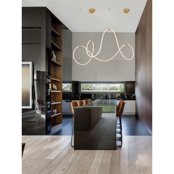 Lampadario LED dorato in acciaio con intensità regolabile Cerelia – Nova Luce-image-1