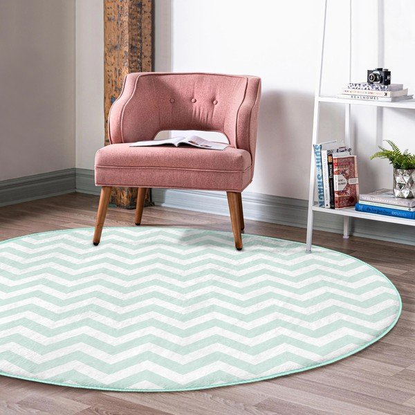 Tappeto rotondo lavabile di colore menta adatto per aspirapolvere robot ø 100 cm Comfort - Mila Home-image-3