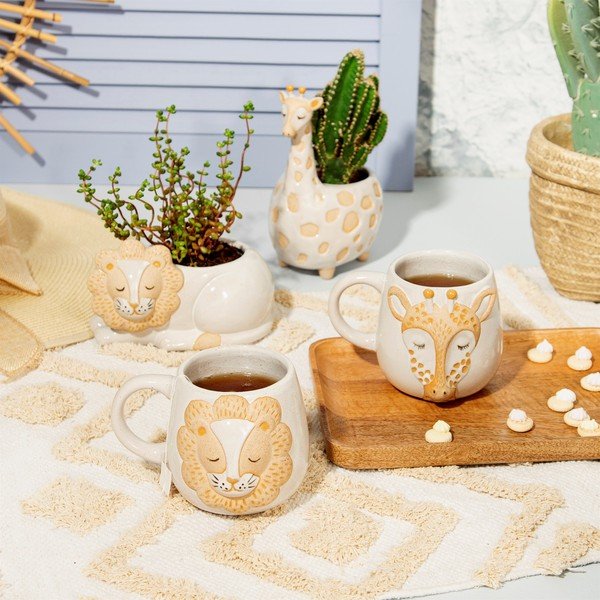Tazza bianca e beige, 350 ml Leo Lion - Sass & Belle-image-1
