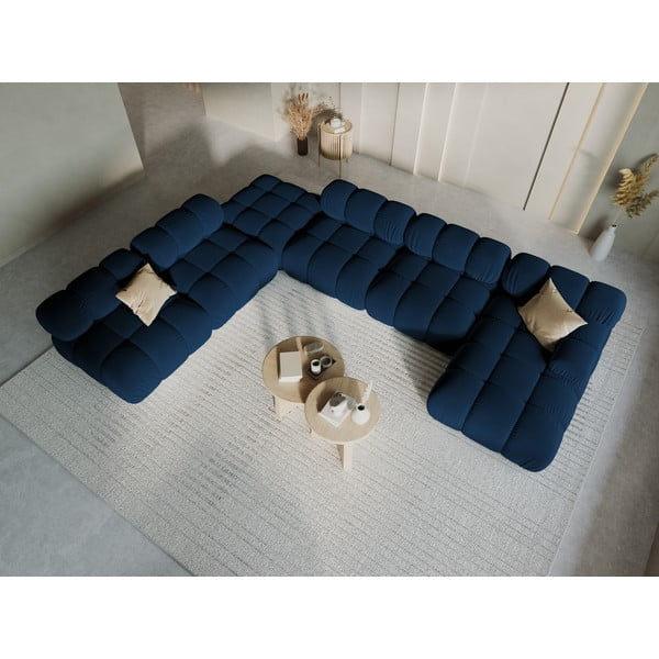 Divano in velluto blu 379 cm Bellis - Micadoni Home-image-1