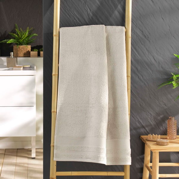 Asciugamano tipo terry beige in cotone 70x130 cm Tendresse – douceur d'intérieur-image-1