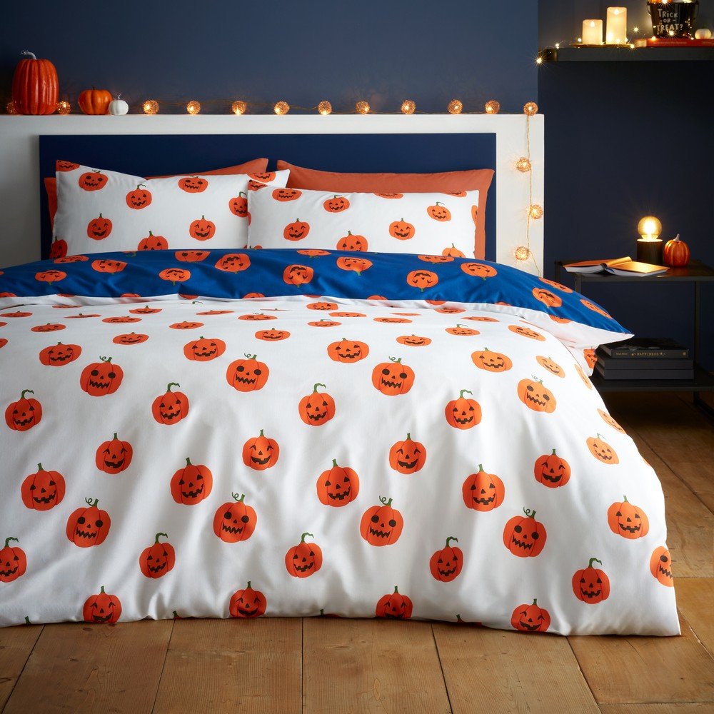 Set Biancheria Letto Halloween - Copripiumino King Size 230x220cm + 2 Federe, Microfibra Morbida, Tema Festivo