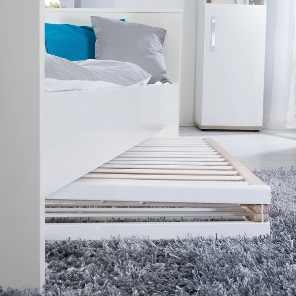 Lettino pieghevole su ruote in colore bianco e naturale 60x120 cm Fold up - Roba-image-1