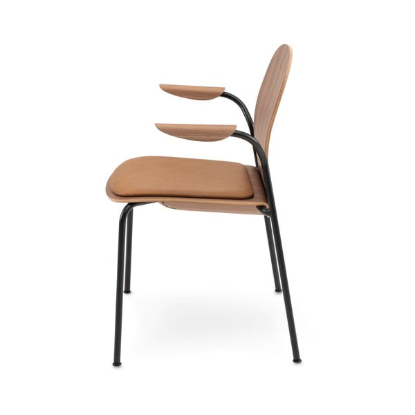 Sedie da pranzo in set marroni/marrone cognac con effetto noce con braccioli/impilabili 2 pz Book – Gazzda-image-3