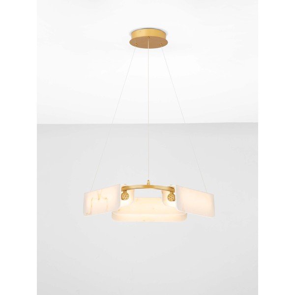 Lampadario LED color crema/color ottone con effetto marmo con intensità regolabile ø 63 cm Aider – Nova Luce-image-3