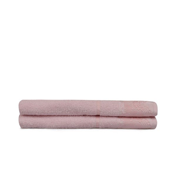 Set di due asciugamani da bagno rosa barocco, 150 x 90 cm - Soft Kiss-image-1