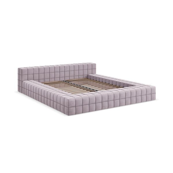 Letto matrimoniale imbottito in lavanda con griglia 160x200 cm Akela - Makamii