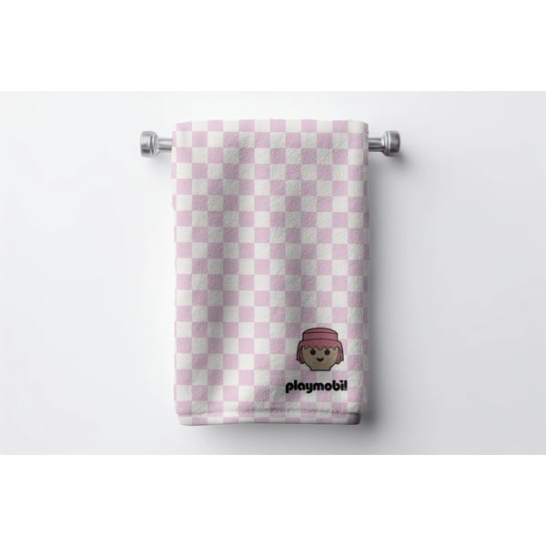 Asciugamano rosa in cotone da bambini 75x140 cm Checkerboard - Playmobil