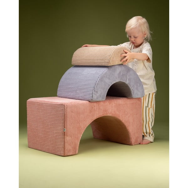 Gioco per psicomotricità rosa in velluto a coste 3 pz altezza totale 37 cm 75x49 cm Rainbow Montessori – Wigiwama-image-2