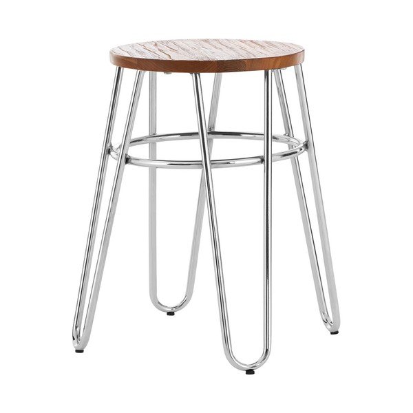 Sgabello argentato/di colore naturale in olmo massiccio District – Premier Housewares