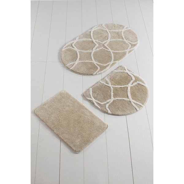 Tappeti da bagno beige in set di 3 pezzi 60x40 cm Bonne - Foutastic-image-1