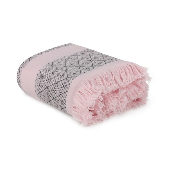 Asciugamano in cotone rosa/grigio 150x75 cm Twins - Foutastic
