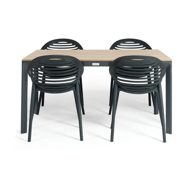 Set da pranzo da giardino per 4 persone con sedia Joanna nera e tavolo Thor, 147 x 90 cm Thor & Joanna - Bonami Selection